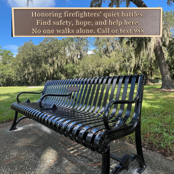 The Bench 988 memorial bench with dedication plaque